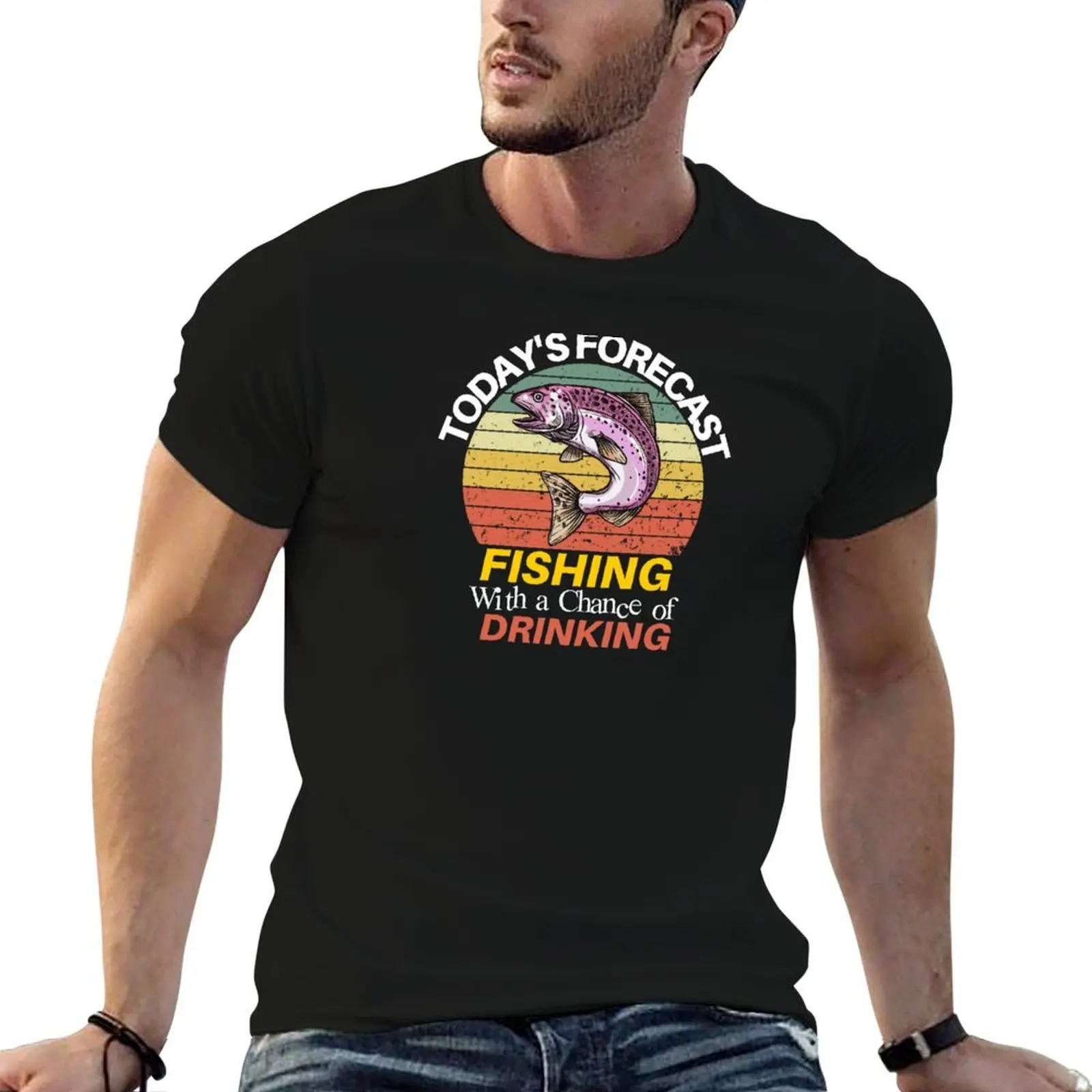 

Today's Forecast ~ Fishing With a Chance of Drinking T-Shirt t shirts for man pack cotton t shirt man casual T-Shirt