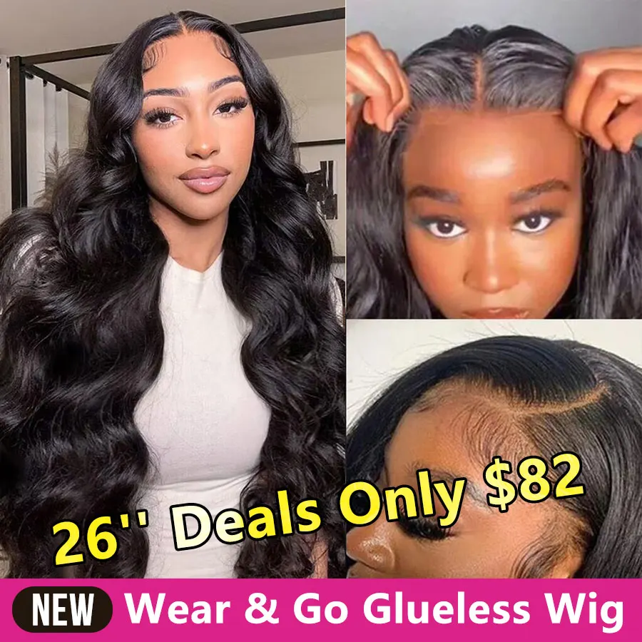 Glueless Preplucked Human Hair Wigs Ready To Go Body Wave Transparent Easy Wear And Go 4x4 Pre-Cut Lace Wigs For Black Women