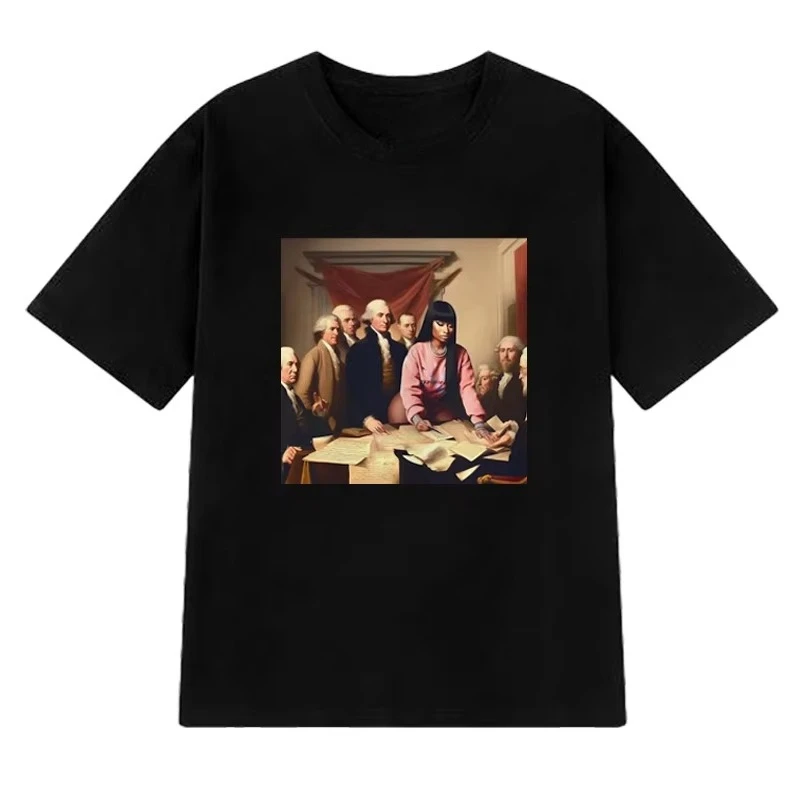 رائجة البيع نيكي ميناج الوردي الجمعة 2 الجرافيك تي شيرت الرجال النساء موضة تي شيرتات قصيرة الاكمام للجنسين المتضخم 100% الملابس القطنية