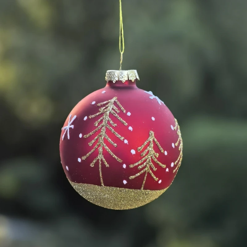 

F 8 шт./упак. Диаметр = 8 см, красный стеклянный шар, украшение, вешалка для рождественской елки, окна, фестиваль, декоративная золотая живопись, стеклянный шар