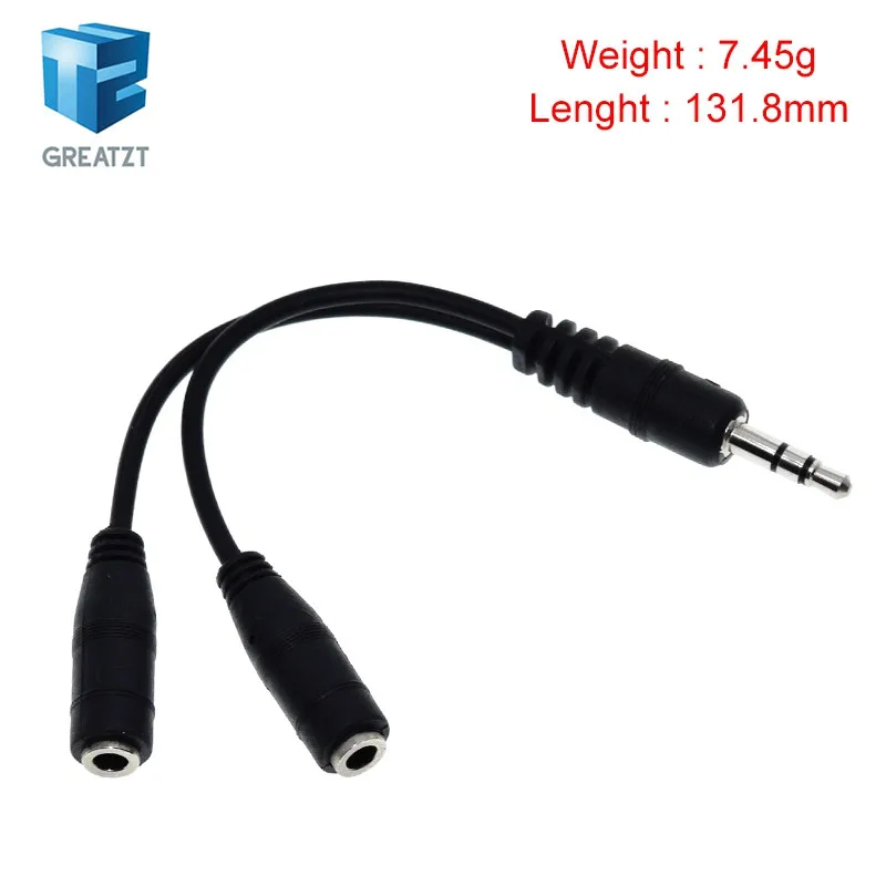 GREATZT black 3.5mm 1 in 2 couples audio line Earbud Headset Headphone Earphone Splitter For pad Phone Android Mobile MP3 MP4