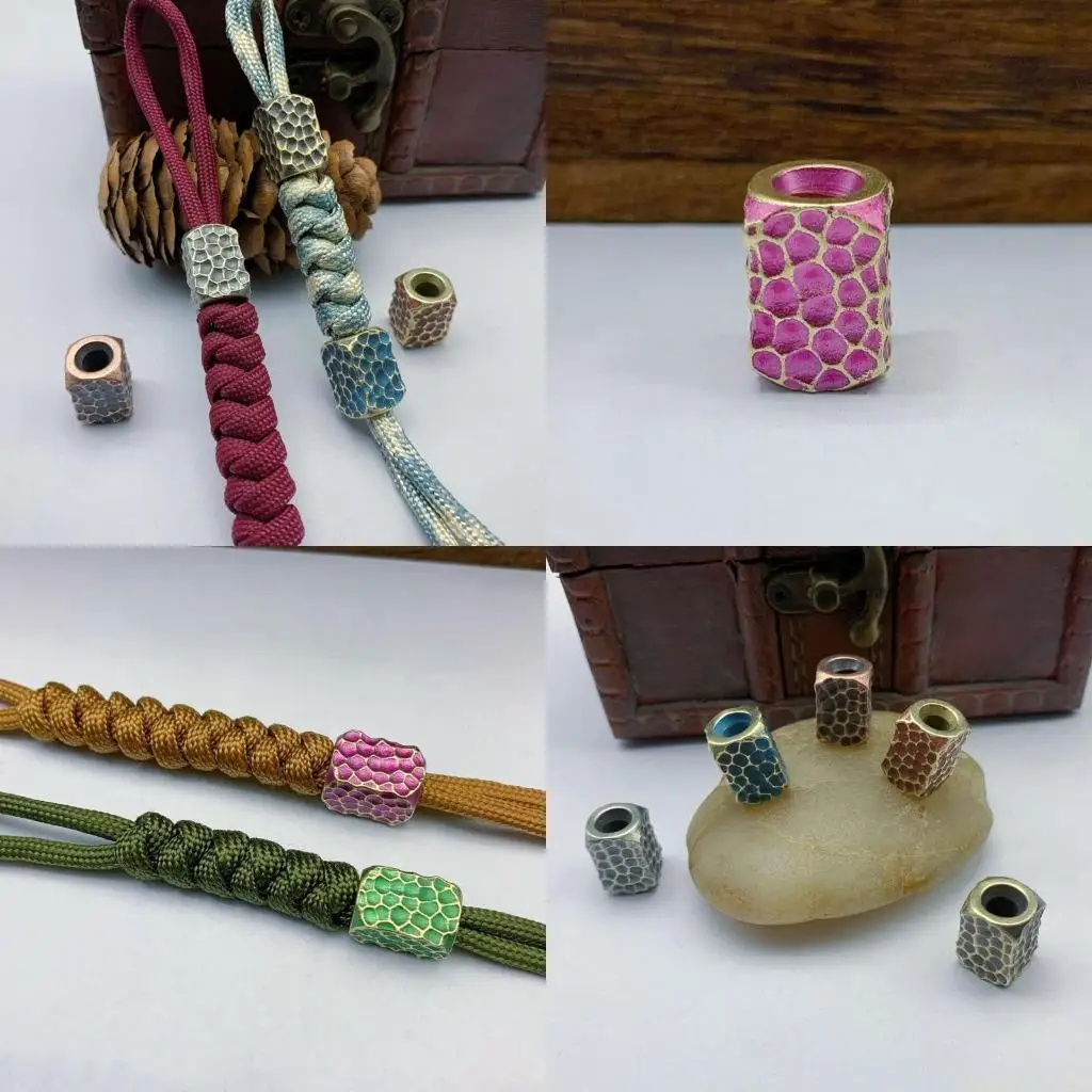 

U2JB Brass Hollow Umbrella Rope Pendant Knife Bead Paracord Outdoor Lanyard Pendant