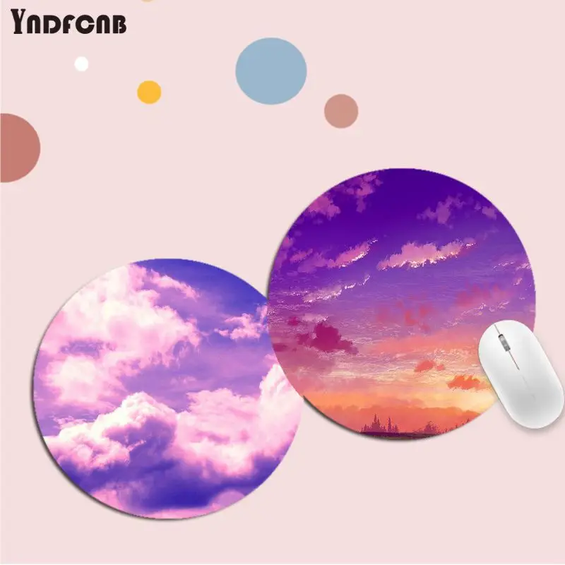 pink clody Mousepad Round Custom Skin Desktop Desk Mat Kawaii Gaming Accessories Students Writing Pad Mouse Pad for PC Mouse