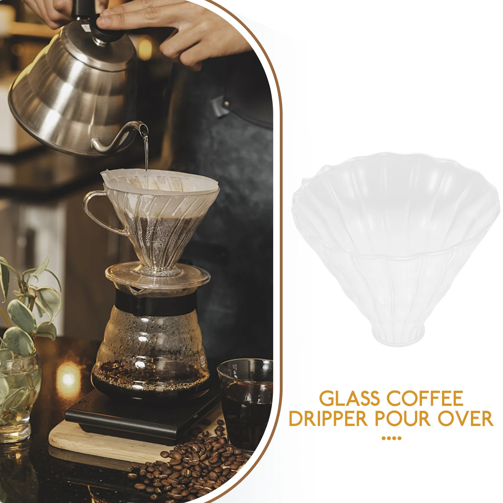 

2pcs Glass Dripper Heat Resistant Funnel For Machine Dripper Tool Home Office Use Large Capacity Removable Filter Funnel Glass