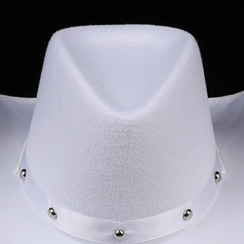 Felt Cowboy Hat Western Style Wide Brim Hat Women Men Halloween Cosplay Party Hat Costume Fedora Caps Clothing Accessory