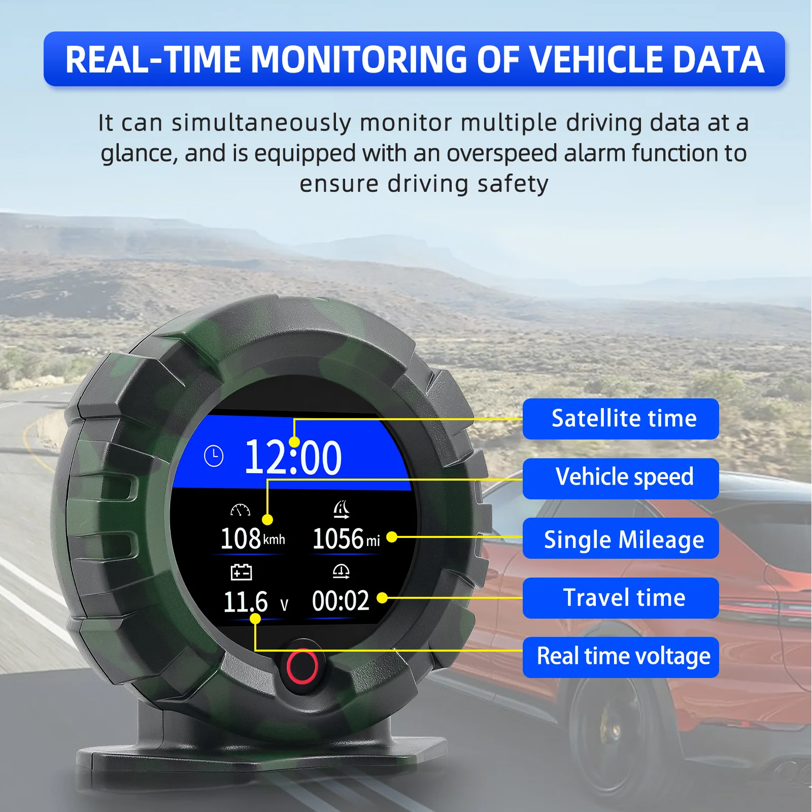 HD X95 OBD HUD Car 4x4 Inclinometer Provide Slope Angle Speed Satellite Timing Off-road Vehicle Accessories Multifunction Meter