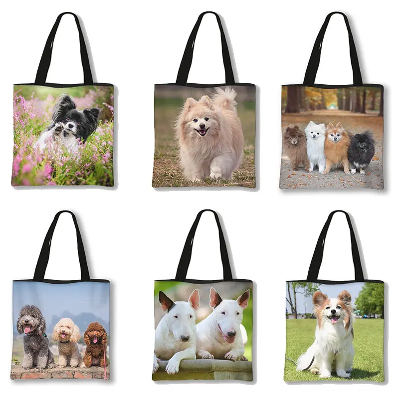 

Bull Terrier / Teddy Dog / Pomeranian Printing Shoulder Bag Women Storage Bags Casual Shopping Bag For Travel Tote Bags Gift