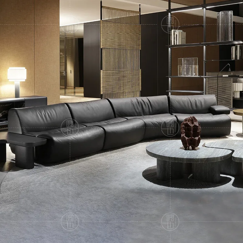 

Customizable Italian minimalist special-shaped module combination leather sofa