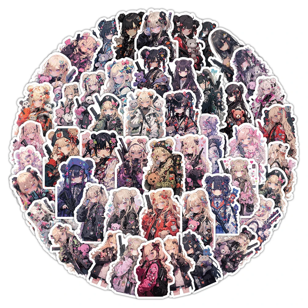 

10/30/60pcs Funny Cartoon Anime Beautiful Girl Bear Killer Cool Stickers Aesthetic Decals Laptop Fridge Decoration Sticker Toys