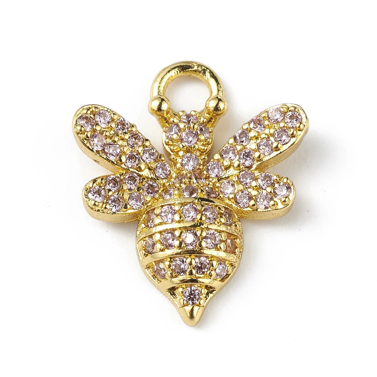 

10pcs Cute Bees Charm Brass Micro Pave Cubic Zirconia Animal Pendants for Jewelry Making DIY Necklace Earrings Accessories
