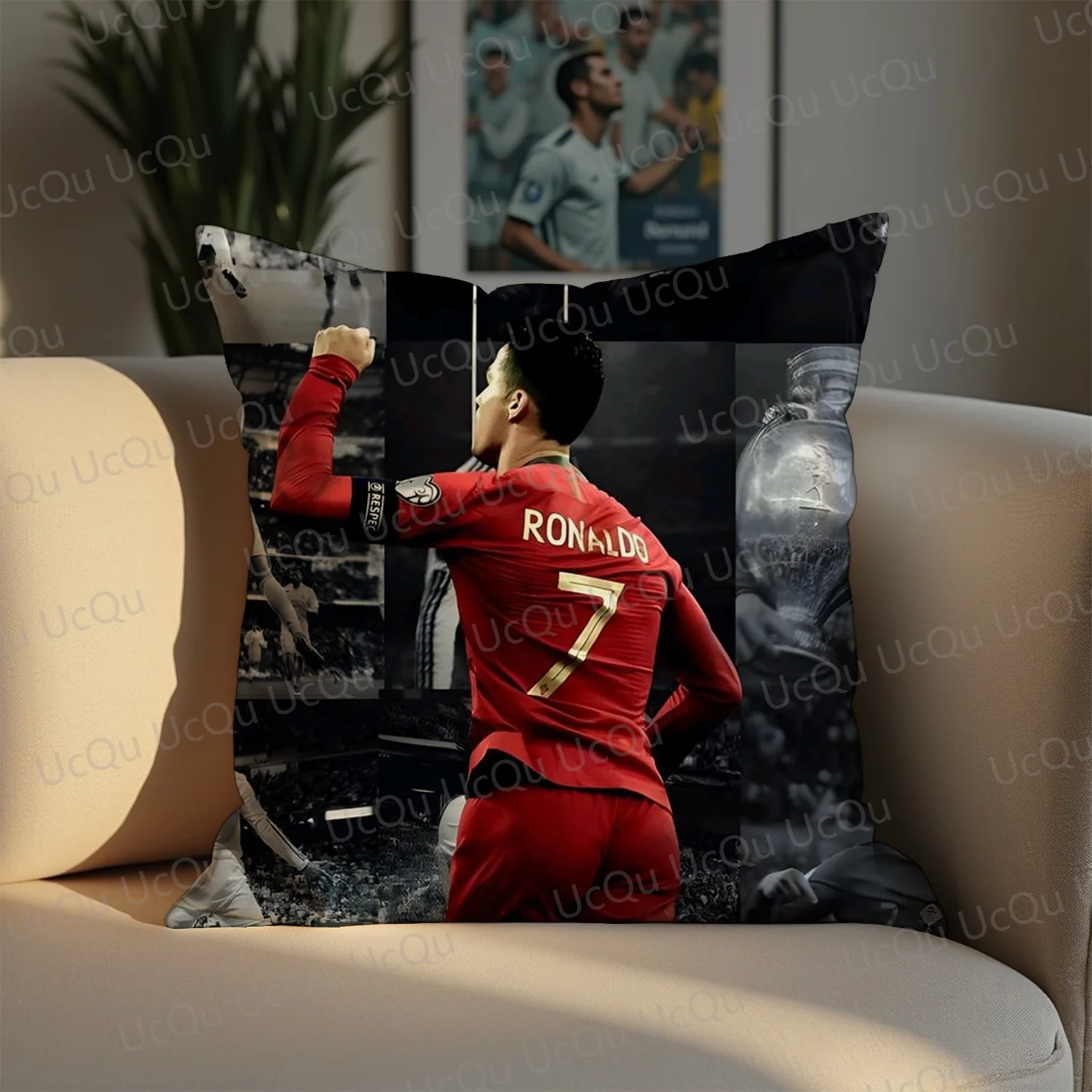 2025 New Arriavl Ronaldo Throw pillow Cover Football Fans Ronaldo 7 Cushion Cover Zipper Size 450*450mm 3D Printed Gift