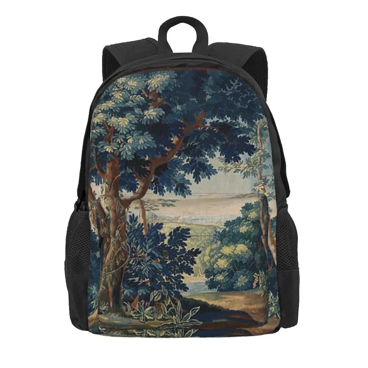 

GREENERY, TREES IN WOODLAND LANDSCAPE Antique Flemish Backpack Daypack Kids BookBag School Bag Shoulder Bags for Men Women