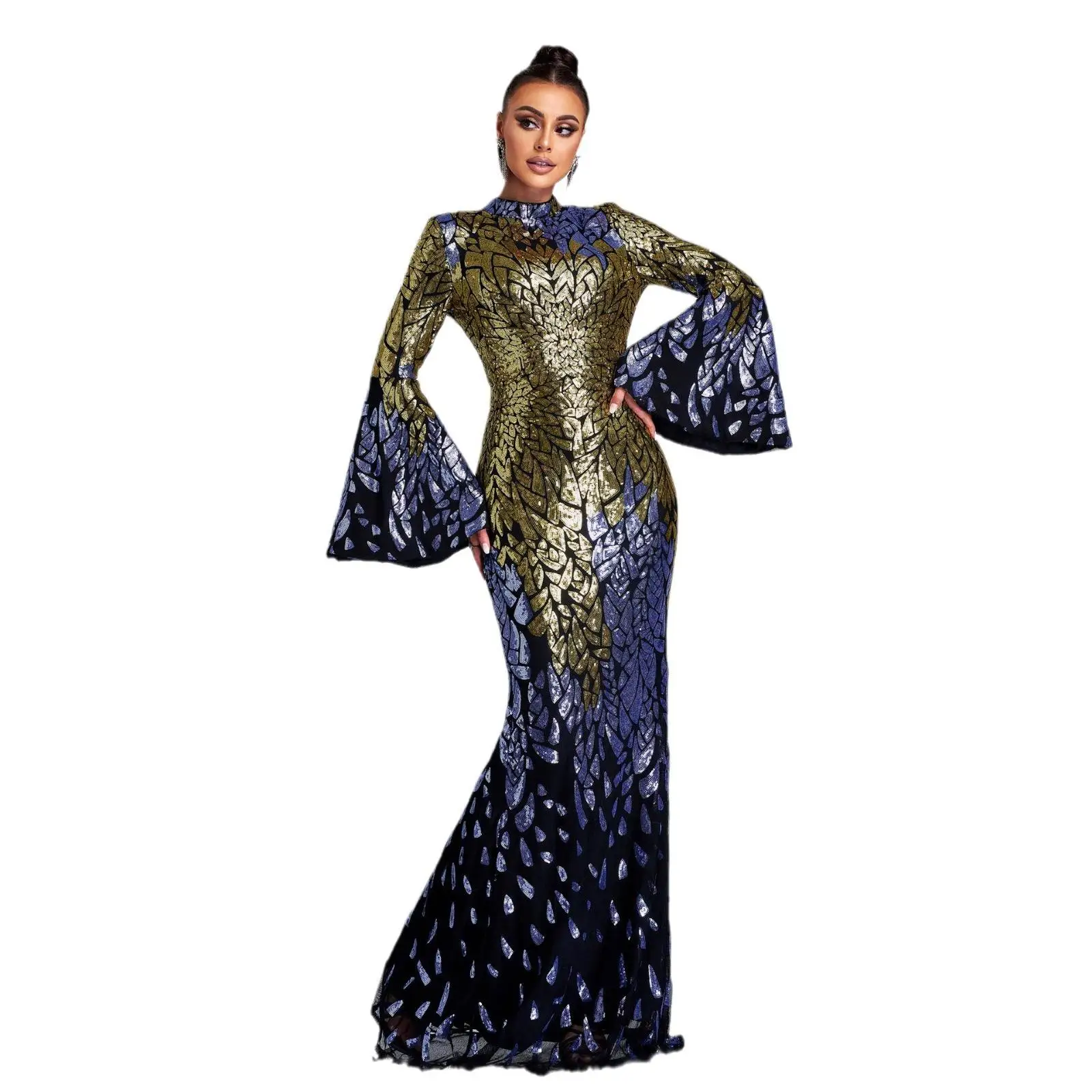 Ele Long Sve redondo Ne vestido de noche largo Fi Tail boda Dr Maidsmaid orm cintura alta bodycon Dr para mujer