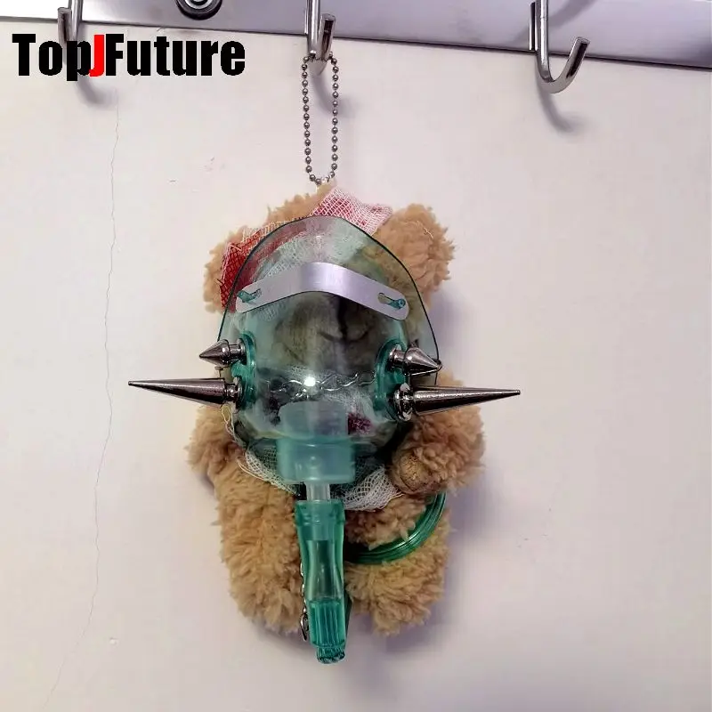 Ventilator Disabled Bear Injured Little Doll Y2k Girl Boy Bag Pendant Gothic Lolita Halloween Csplay Props  Ornaments