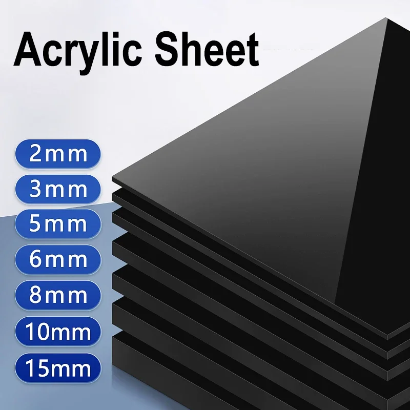 1Pc Black Acrylic Block Acrylic Plate Thick 2mm-20mm Acrylic Sheet Panel Perspex Plastic Plate DIY Model Craft
