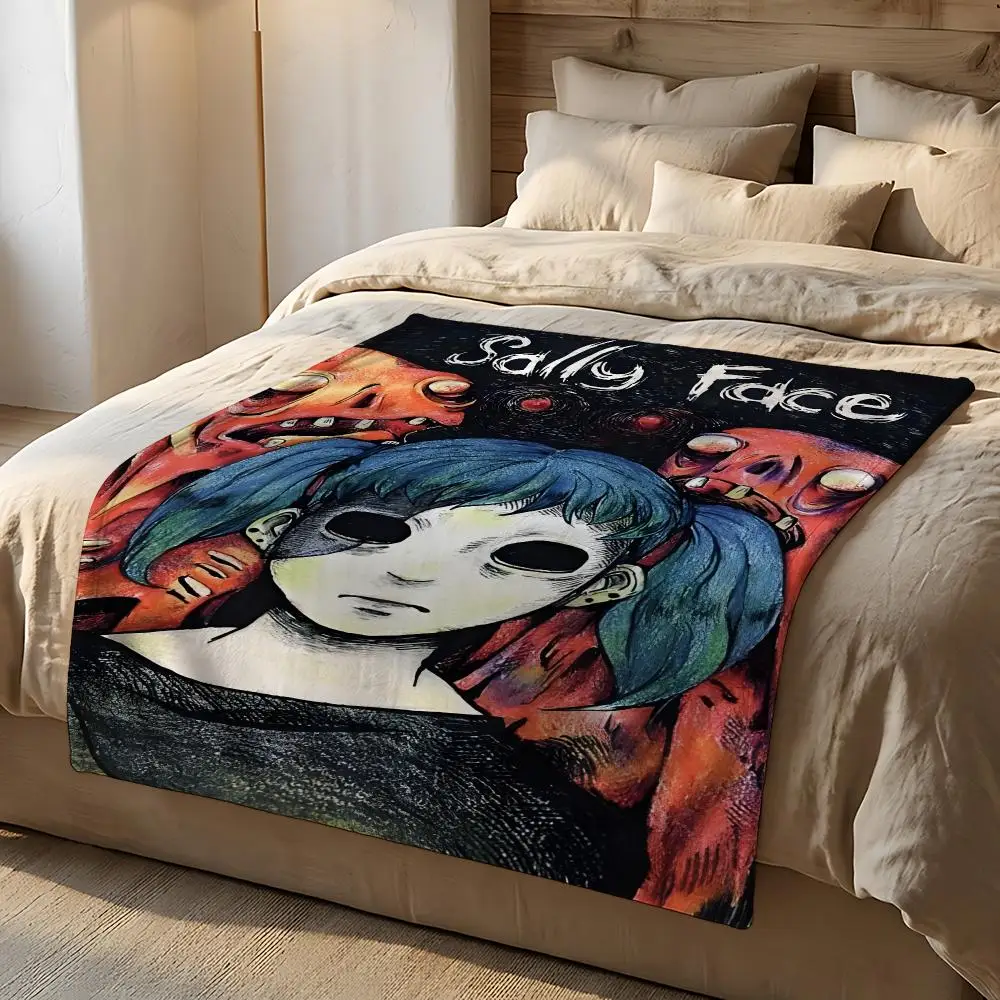 Video Game Sally Face Throw Short Plush Throw Blanket Soft Skin-Friendly Multi-Scene Home Office