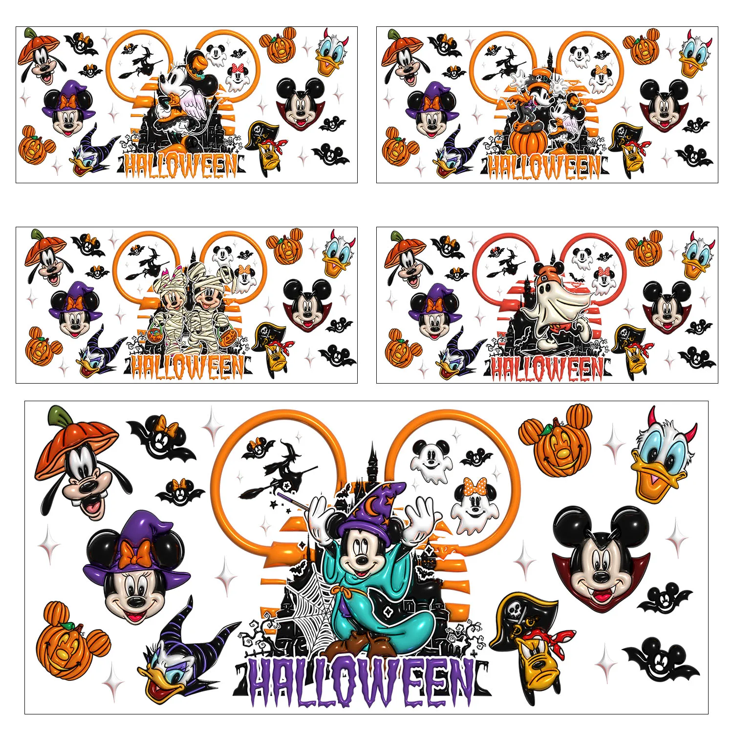 

Halloween vibe Mickey Donald Easy peel waterproof DIY Decals 3D transfers uvdtf stickers 16oz uv dtf tumbler cup wraps sticker