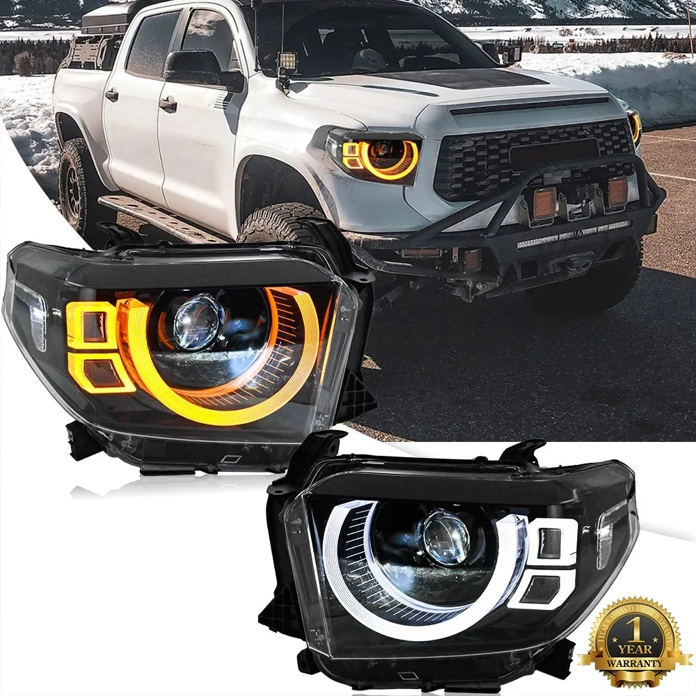 

1 комплект, полностью светодиодные фары для проектора в сборе для Toyota Tundra 2014-2021, фары, последовательные указатели поворота, передние фары