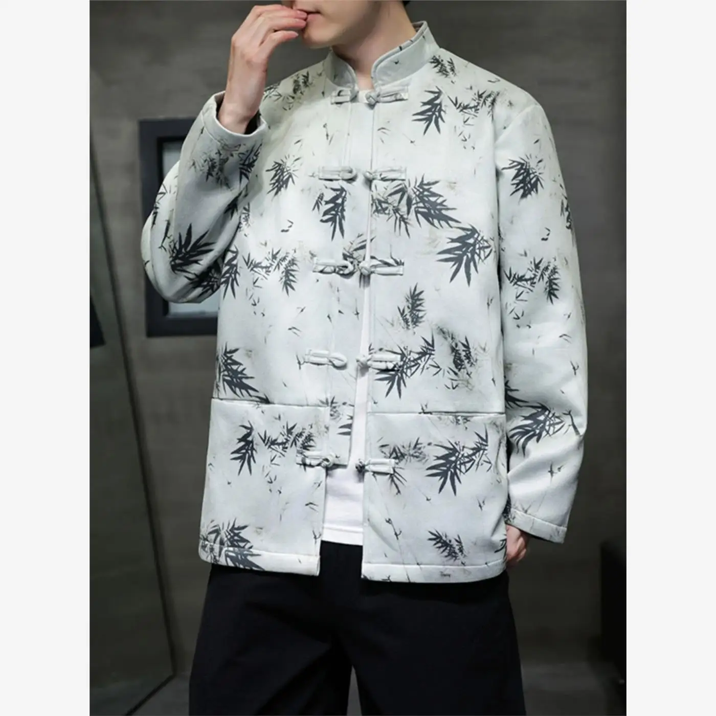 

New Chinese Sle Tang Suit Jaet Men's Spring Autumn Large Size Fat Sle Suede Velvet Coat Improved Hanfu Zen