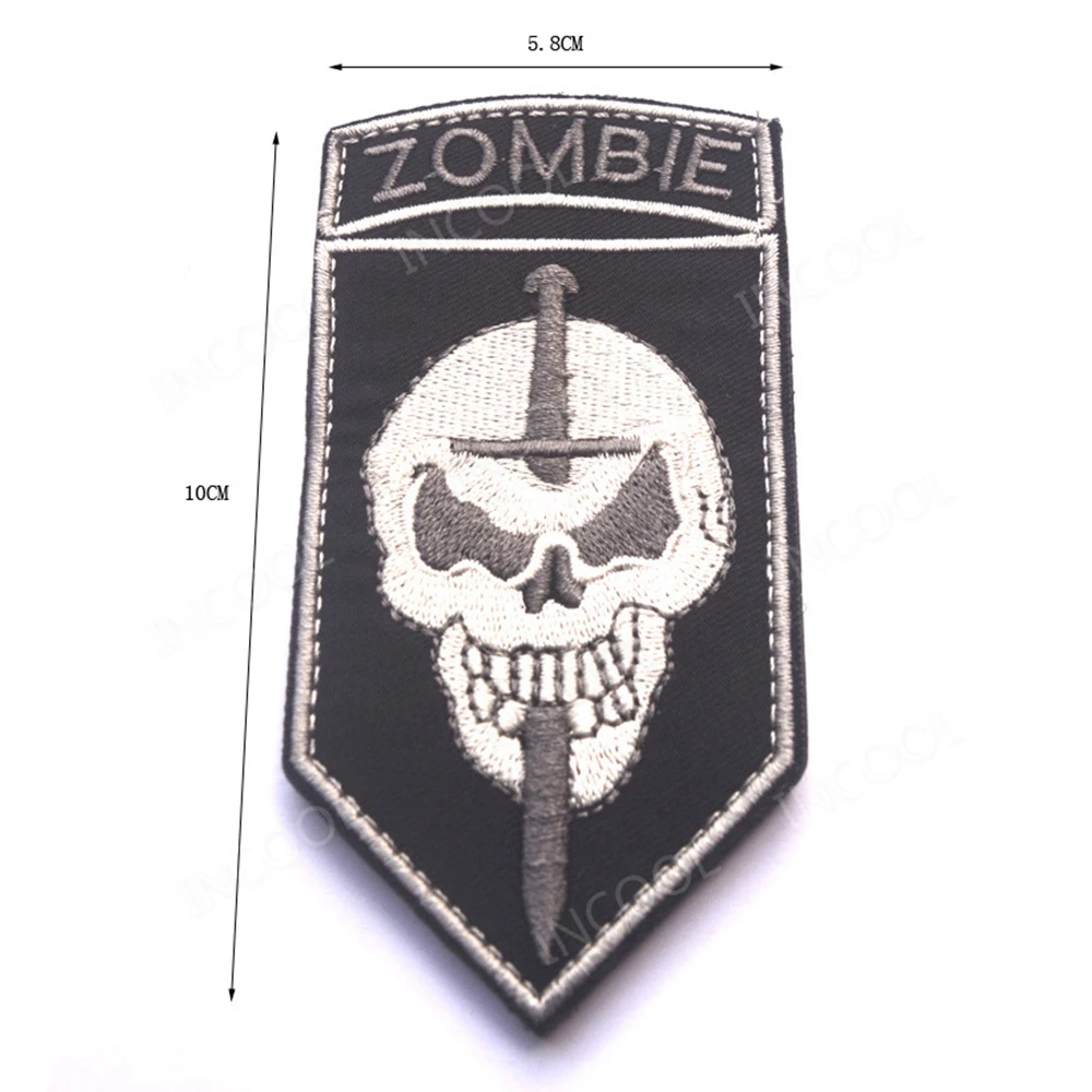 Haftowane naszywki Sniper Zombie Hunter Strip Appliqued PVC Rubber Decorative Chevron Skull Attach For Clothing Cap