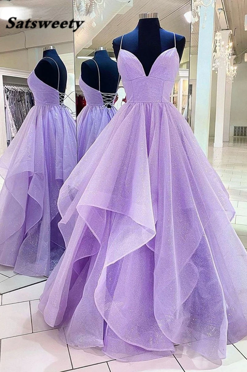 

Boho Tiered Tulle Prom Dress Spaghetti Strap Sleeveless Ruffles Robes De Soirée A Line Floor Length Party Gown Vestido De Fiesta