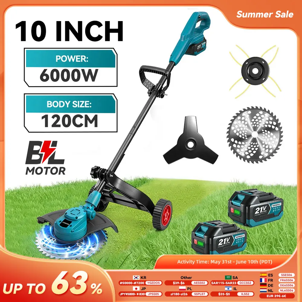 Makita – tondeuse à gazon électrique sans balais, 10 pouces, sans fil, outil électrique de désherbage de jardin, broche de batterie 18V