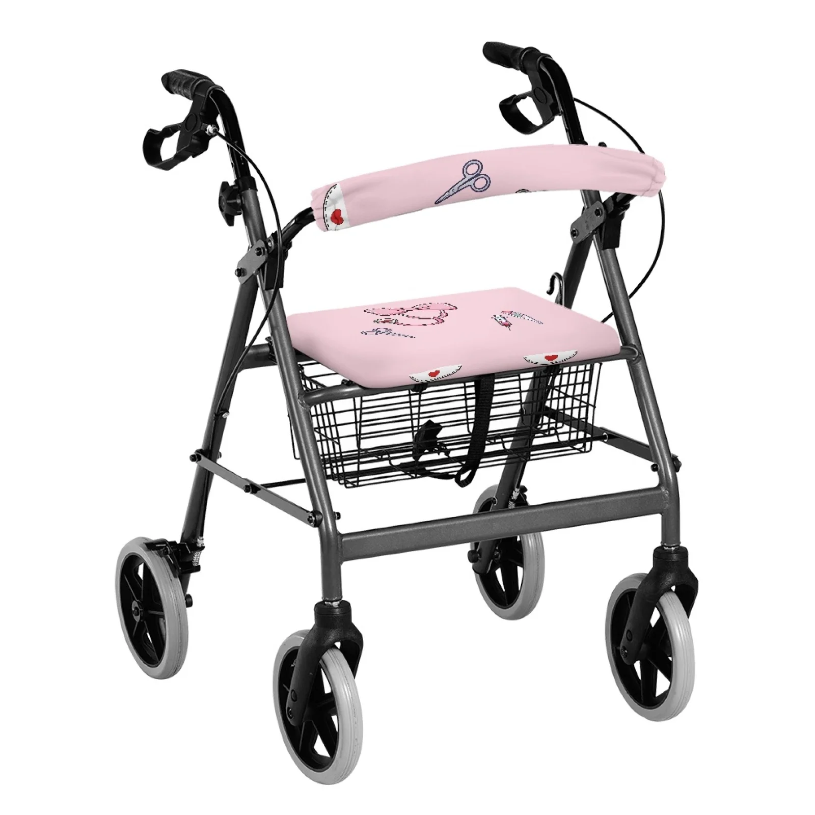 Coloranimal Nurse Tool Print 2 Pcs Rollator Walker Cover Polyester Fabric Rollator Seat Back Rest Covers for Elderly Adults