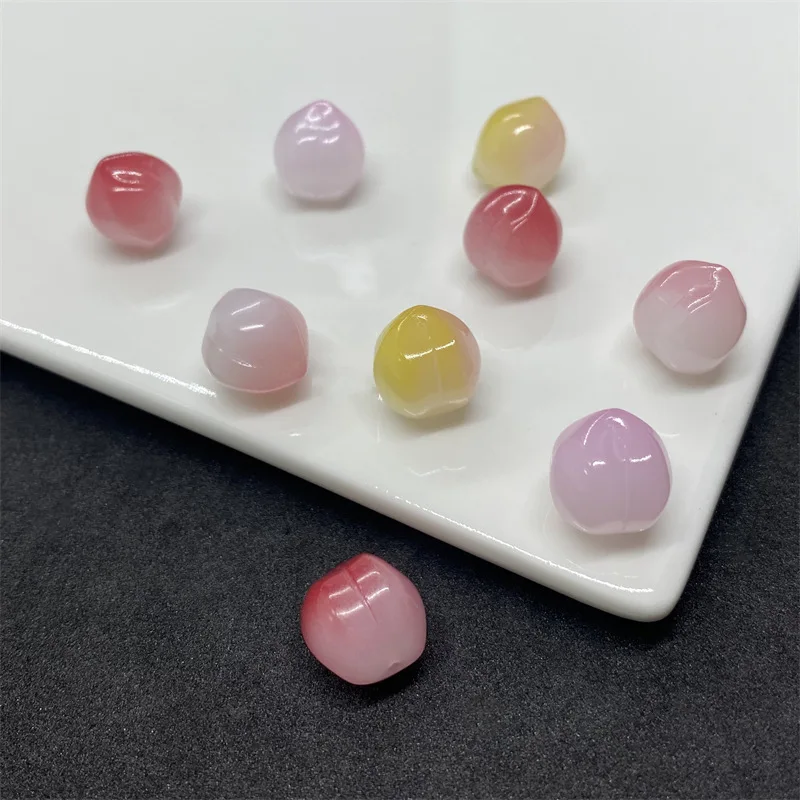 

100PCS/lot 12mm Gradient Peach Loose Beads Handmade Crystal Loose Spacer Beads for Jewelry Making Hairpin DIY Accessories