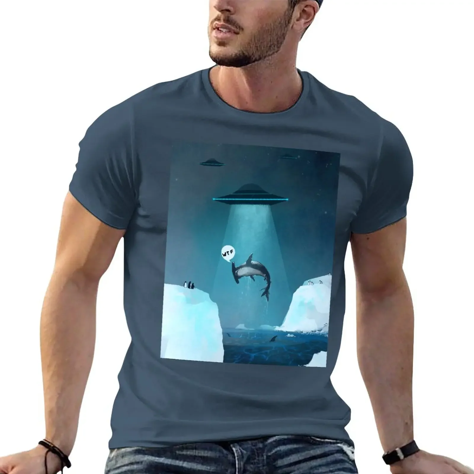 

ufo shark T-Shirt vintage clothes Aesthetic clothing mens clothes