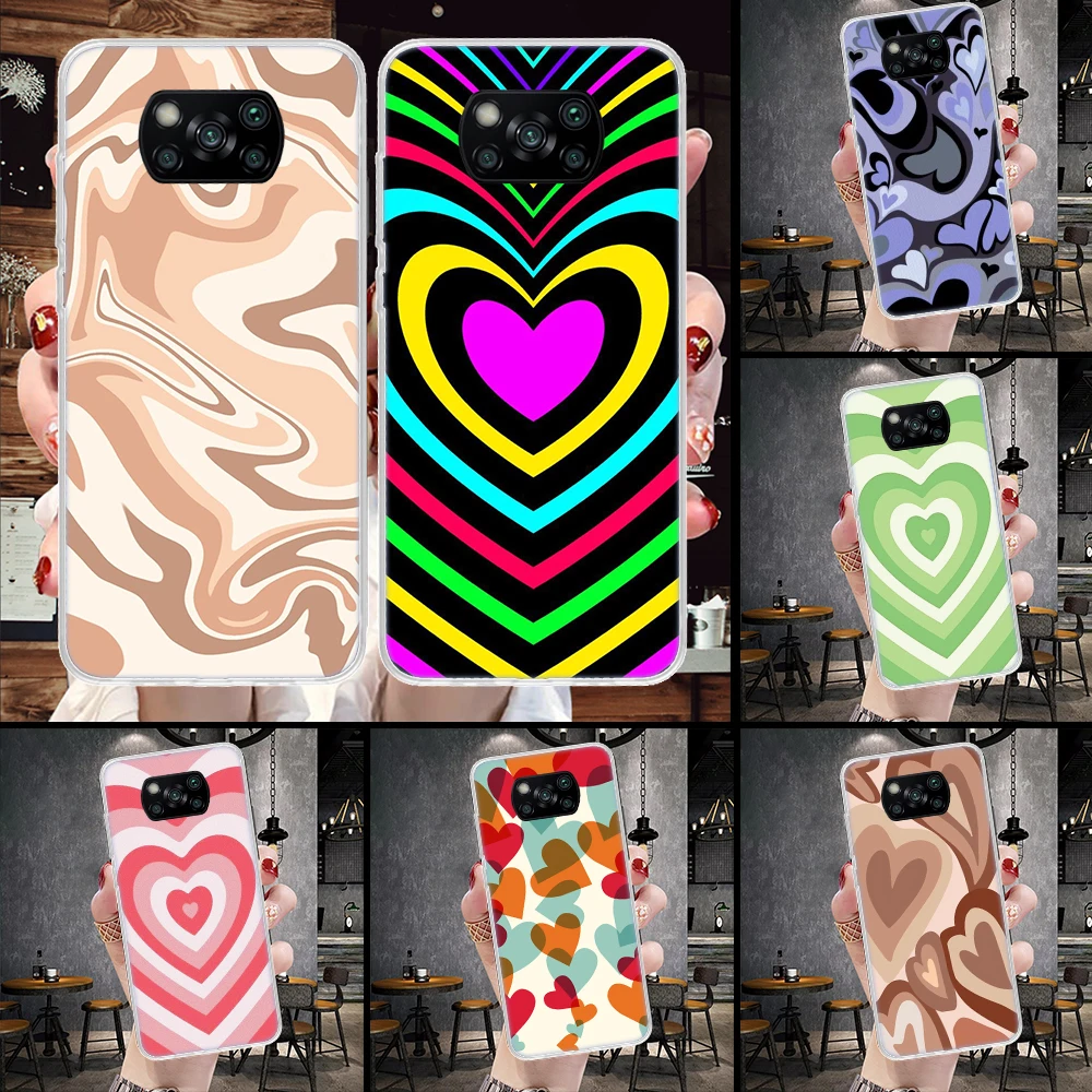 Purple Heart Swirl Phone Case For Xiaomi Poco X6 X5 X4 X3 Nfc F6 F5 Pro F4 F3 M5S M5 M4 M3 M2 F2 F1 Cover Coque Shell X3 Nfc M3 