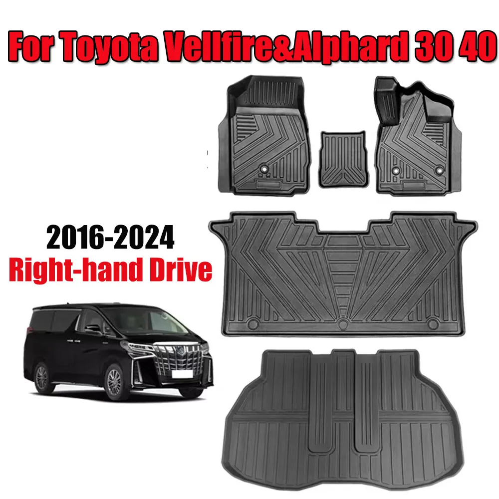 Car Floor Mat for Right-hand Drive Toyota Vellfire&Alphard 30 40 Series Durable TPE ECO Waterproof Rubber Trunk Mat (2016-2024)