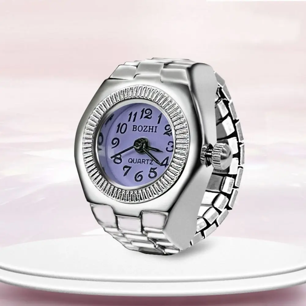 Punk Mini Finger Watch Rings Creative Elastic Strap Watches Couple Rings Alloy Roman Quartz Watch Rings view 3