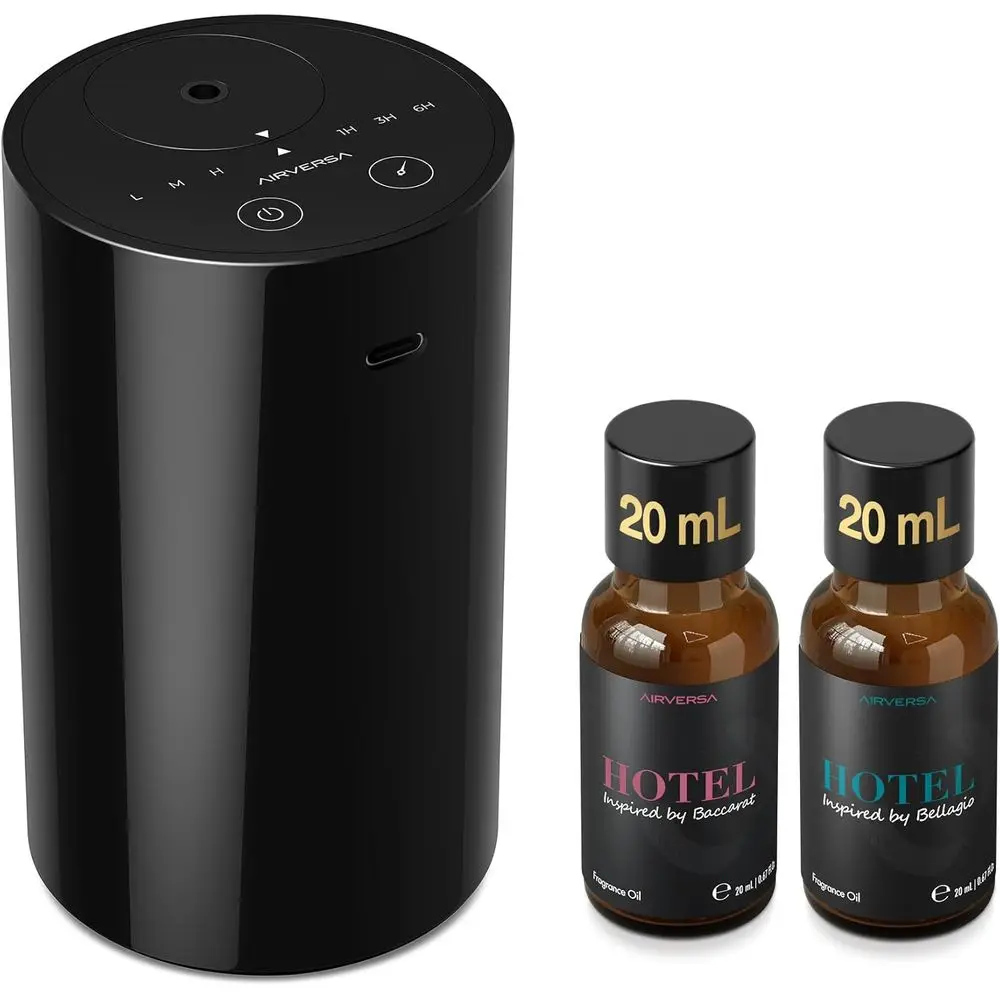 

Набор для ароматерапии с 2 флаконами по 20 мл, беспроводной небулайзер для автомобиля, дома и офиса, охватывает площадь до 600 кв. футов, с функцией таймера и регулировки распыления.