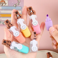 6Pcs/Set Cute Capybara Highlighter Pen Set Cartoon Markers Stationery Mini 6-color Highlighters Birthday Gift