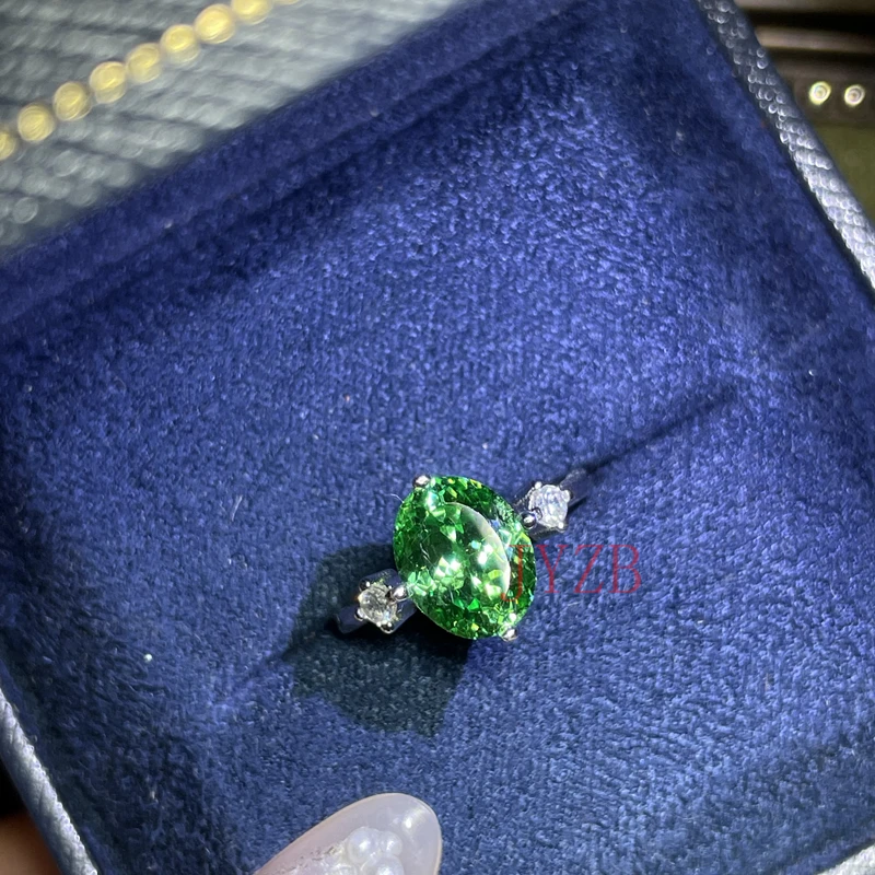 

Luxurious oval natural tourmaline gemstone silver 925 silver adjustable ring, suitable for ladies' fashionable wedding accessori