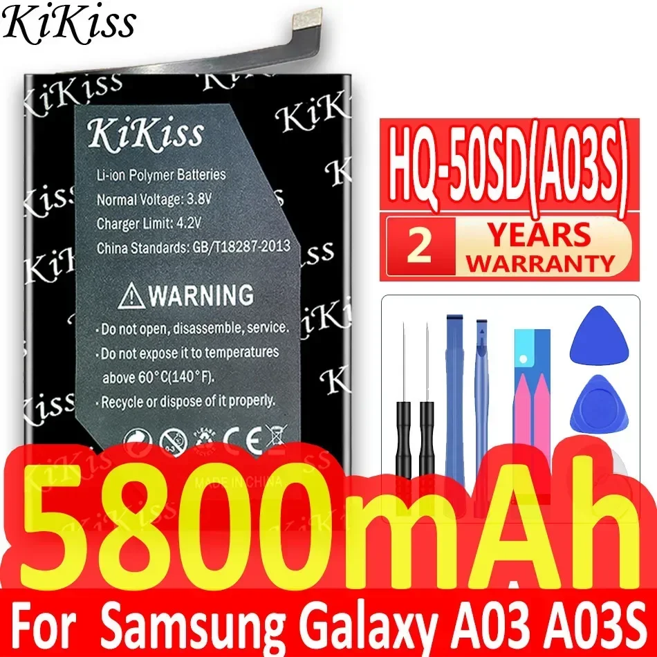 Аккумулятор KiKiss для телефона Samsung A02S M02S M025 F02s A03 A03S HQ-50S (A02S) HQ-50SD (A03) 5800 мАч + номер трека.