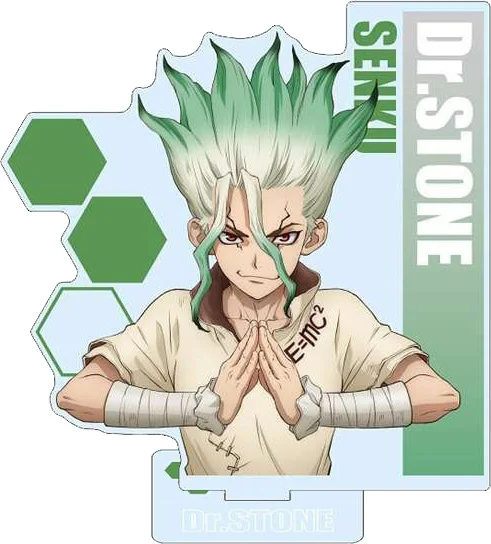 Guo Xiao Luo Anime periferiche Store Dr.Stone Senku Ishigami Gen Asagiri Chrome acrilico Stand Desktop Decor fan regali di circa 15cm