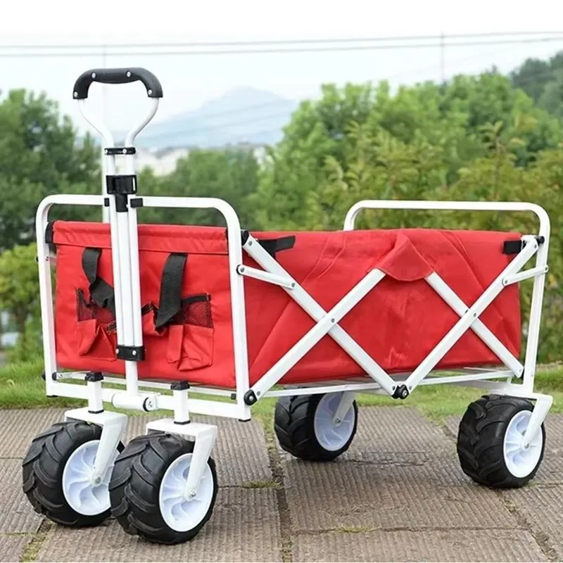 Durable Four Wheel Collapsible Beach Camping Trolley for Shopping Outdoor Use Load Bearing 80 120 kg
