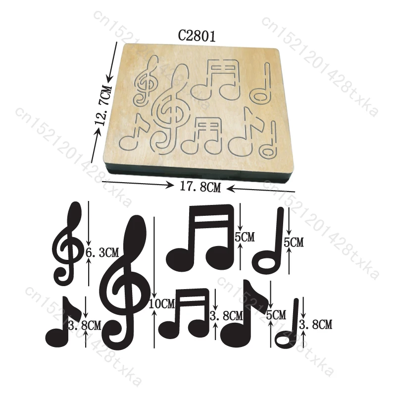 Music notation Wooden Die for Scrapbooking, Cutting Dies, Multiple Sizes, Compatible with Most Die Cutting Machines, C2801, New
