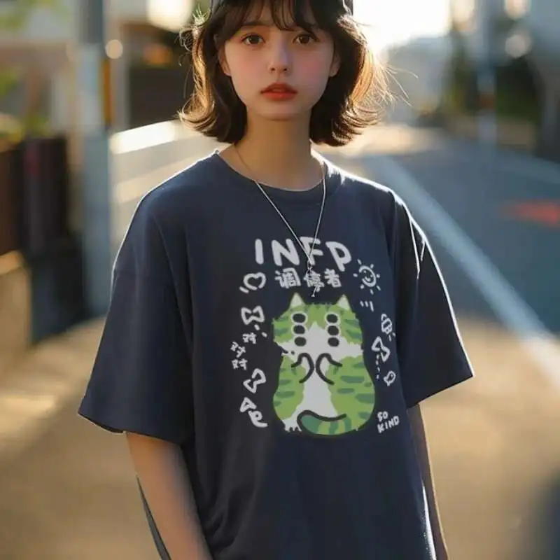 INFP Character Artwork Mens Tee Shirt Modern Street Fashion Cotton Oversized Tshirt Trendy Unisex Clothing Youth Culture Apparel