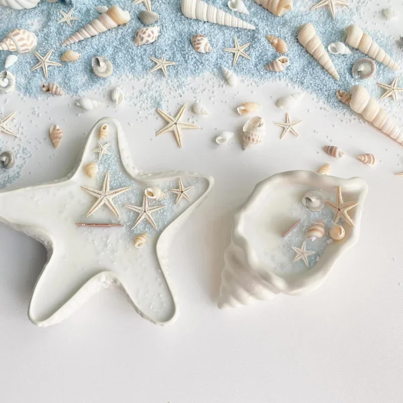 

3pcs DIY Epoxy Resin Gypsum Marine Starfish Irregular Tray Dish Washstand Silicone Mold, Storage Mirror Silicone Mold