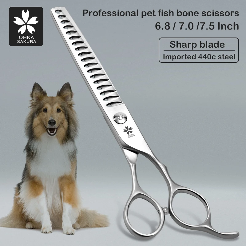 Pet Beauty Thinning Fishbone 7-Inch High-Quality 440C Steel Tooth