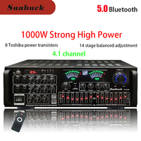 SUNBUCK 4.1 Channel 500W Bluetooth Remote Control Amplifier 14 Segment Balanced KTV Home Karaoke USB SD Audio Power Amplifier