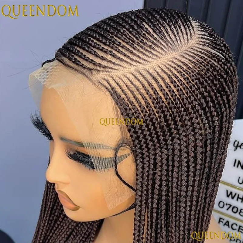 

36" Cornrow Box Braids Wig Synthetic Lace Front Wigs for Women Side Part Natural Hair Wigs