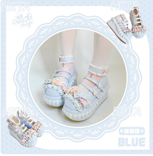 

Original Cream Cake Lolita Shoes Round Toe Thick Sole High Heels Shoe Doll Feel Cute Kawaii Girl Princess Shoes Female Pumps