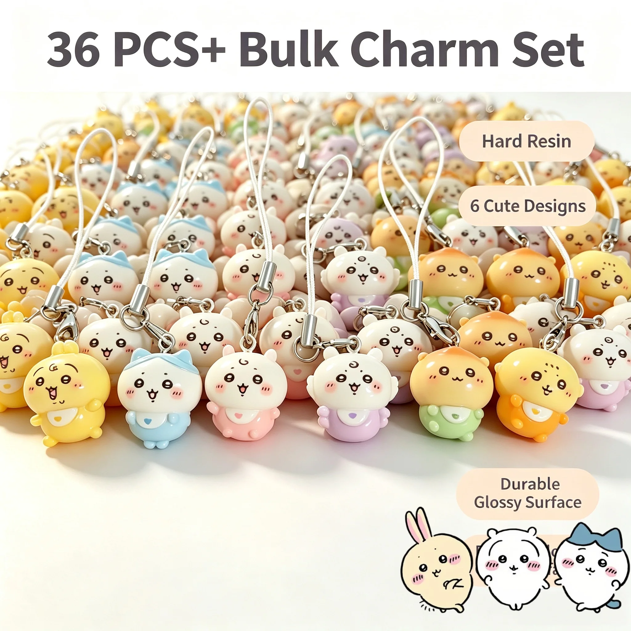 Mini Pendant Momonga Hachiware Usagi Resin Cute Mobile Phone Hanger Pendant Cute Cartoon Style Great Gift for Best Friends