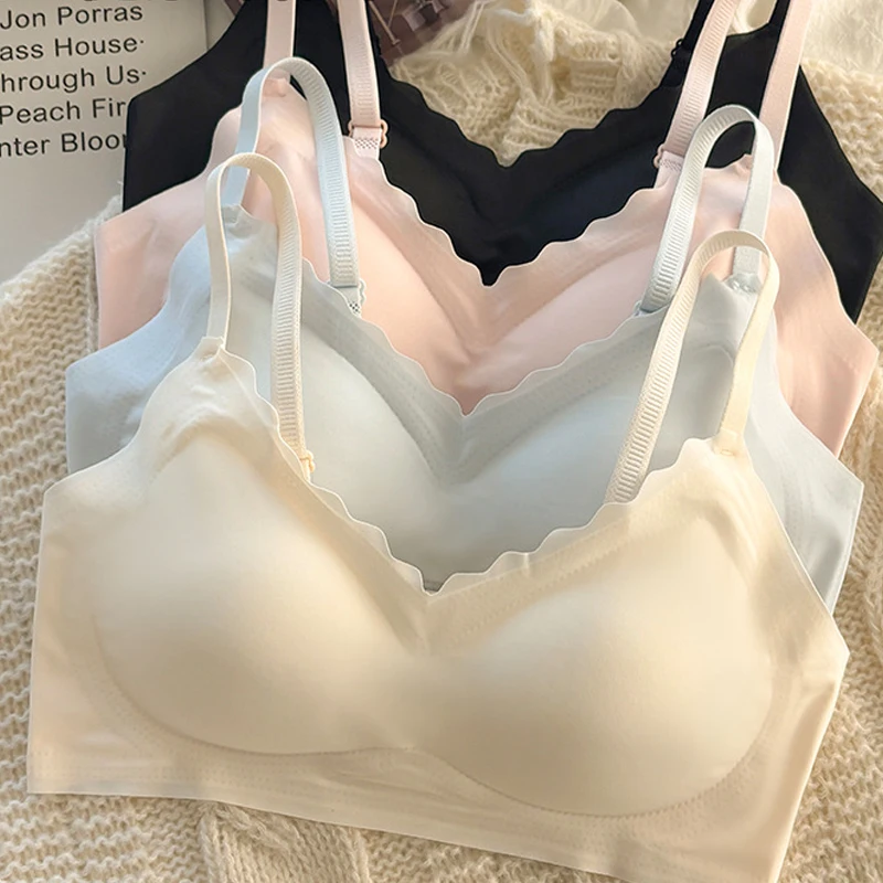 2pcs Teens Sport Underwear Girl Seamless Underwear Student Training Bra Girls' Soft Skin-Friendly Breathable Anti Sagging Bras