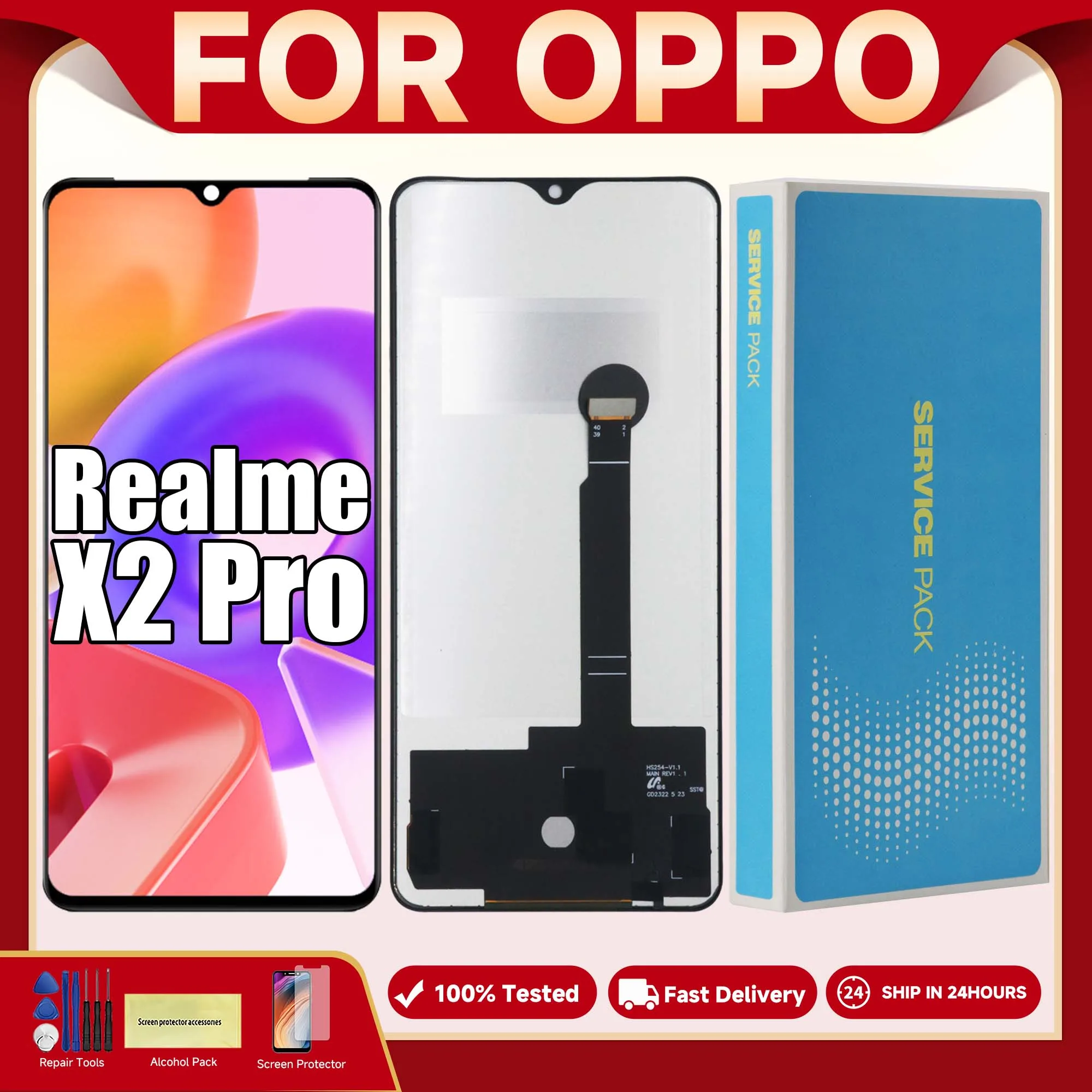 Tested AAA+ For Realme X2 Pro RMX1931 LCD Display Touch Digitizer Screen Assembly Replacement Parts 6.5\
