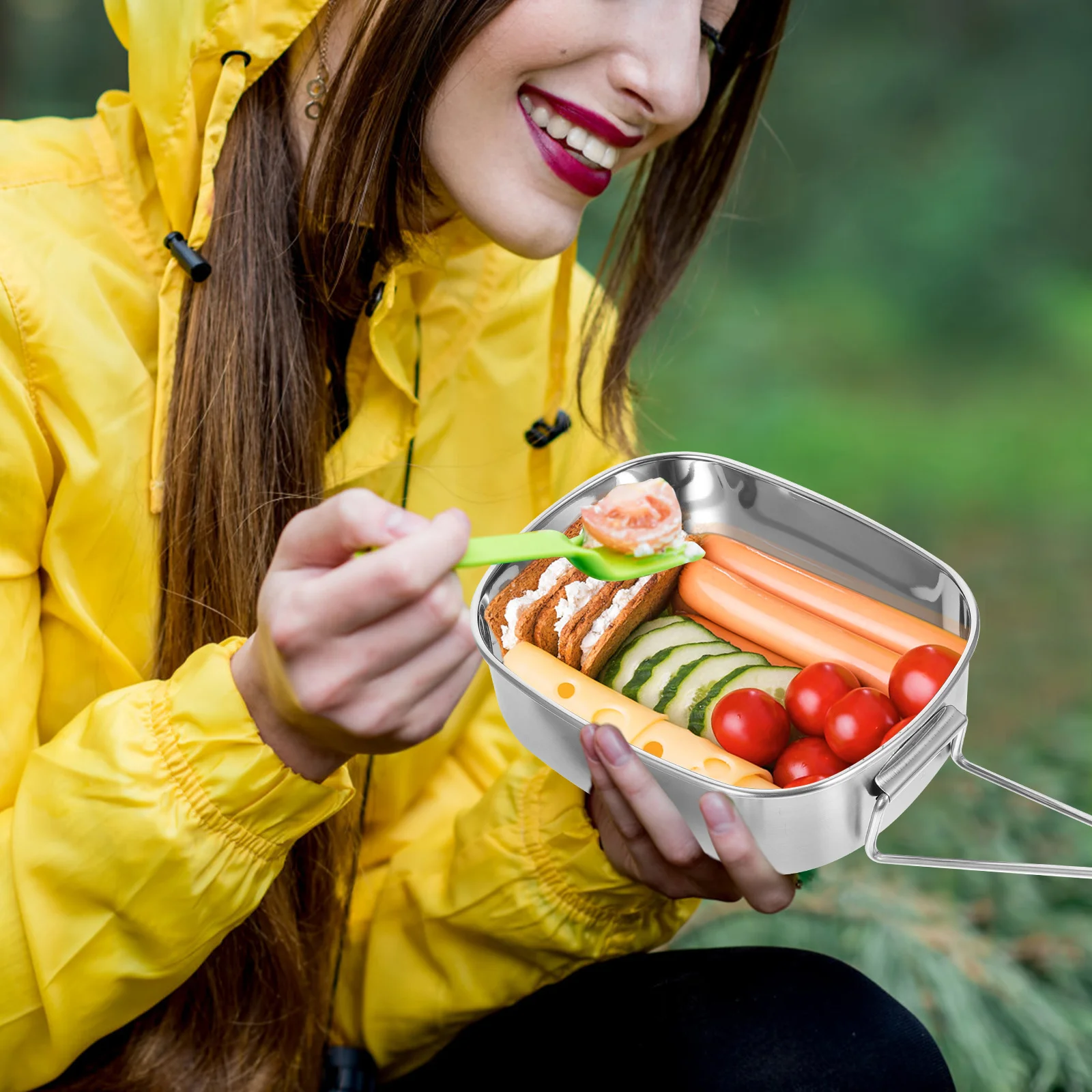 

Compact Stainless Steel Box Medium Size Leakproof Perfect for Food Fruit Storage Travel Camping Picnic
