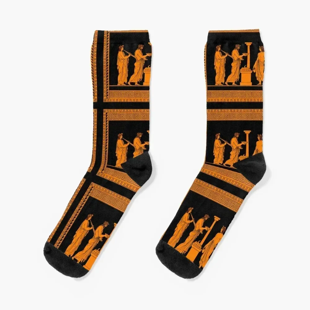 Red figure Greek vase offering scene Socks anti slip football anime Run Women's Socks Men's